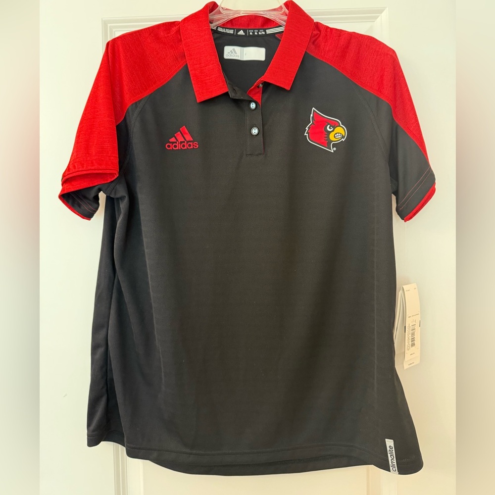 Adidas Women’s Climalite Red and Black Louisville Cardinals Polo Shirt